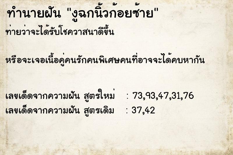 ทำนายฝันงูฉกนิ้วก้อยซ้าย ทำนายฝันทำนายฝันงูฉกนิ้วก้อยซ้าย