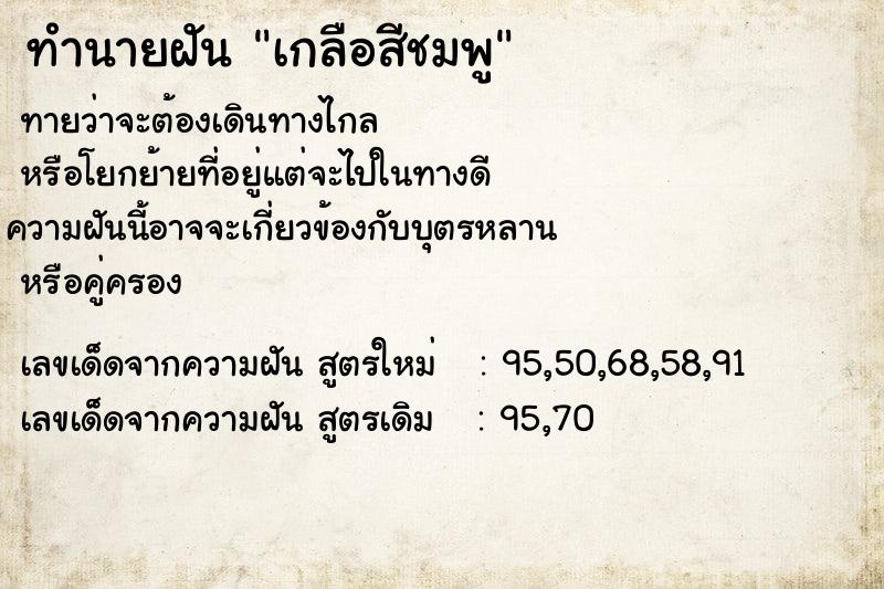 ทำนายฝันเกลือสีชมพู ทำนายฝันทำนายฝันเกลือสีชมพู