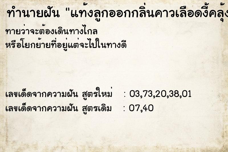 ทำนายฝันทำนายฝันแท้งลูกออกกลิ่นคาวเลือดงี้คลุ้งเลย