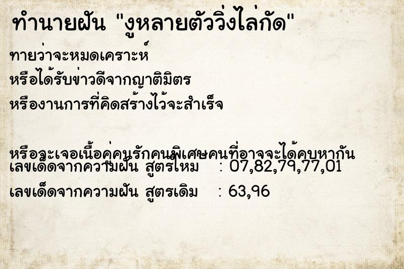 ทำนายฝันทำนายฝันงูหลายตัววิ่งไล่กัด