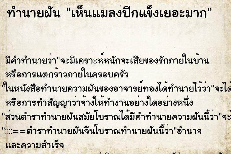 ทำนายฝัน เห็นแมลงปีกแข็งเยอะมาก ตำราโบราณ แม่นที่สุดในโลก