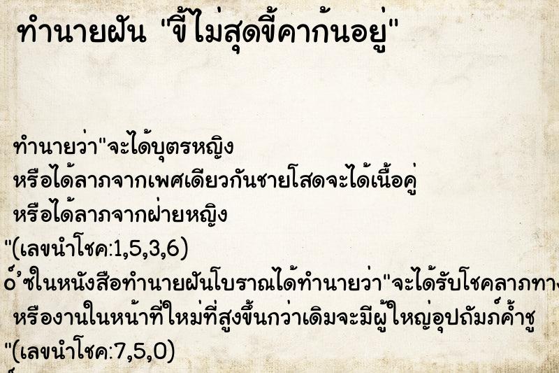 ทำนายฝัน ขี้ไม่สุดขี้คาก้นอยู่ ทำนายฝัน ขี้ไม่สุดขี้คาก้นอยู่