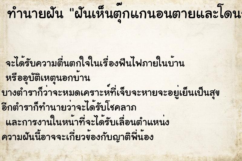 ทำนายฝันฝันเห็นตุ๊กแกนอนตายและโดนถลกหนัง ทำนายฝันทำนายฝันฝันเห็นตุ๊กแกนอนตายและโดนถลกหนัง