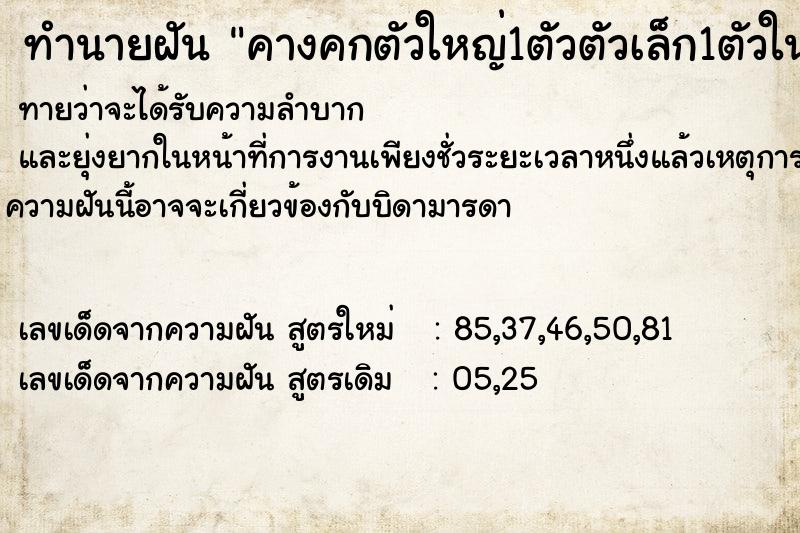 ทำนายฝันทำนายฝันคางคกตัวใหญ่1ตัวตัวเล็ก1ตัวในกระเป๋าเครื่องสำอางค์