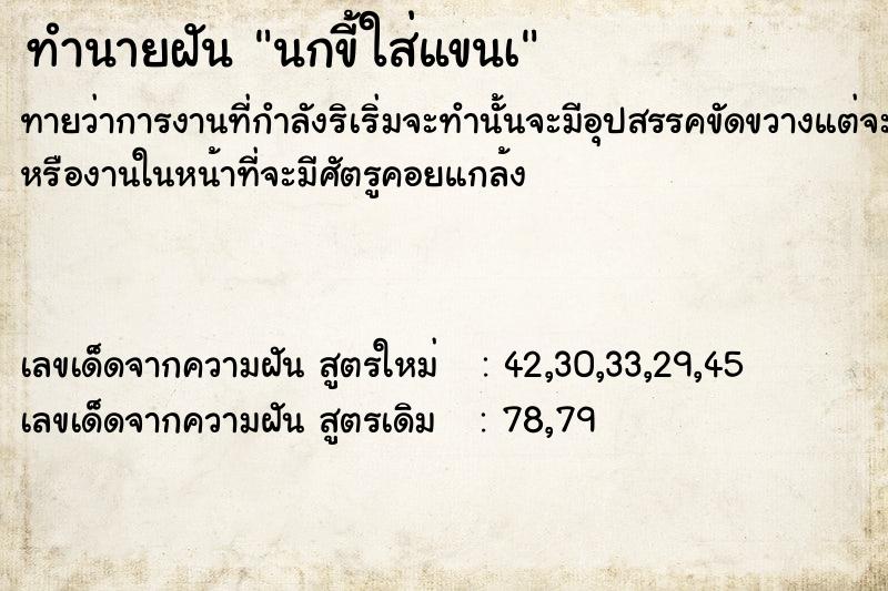 ทำนายฝันนกขี้ใส่แขนà ทำนายฝันทำนายฝันนกขี้ใส่แขนà