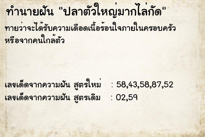 ทำนายฝัน ปลาตัวใหญ่มากไล่กัด