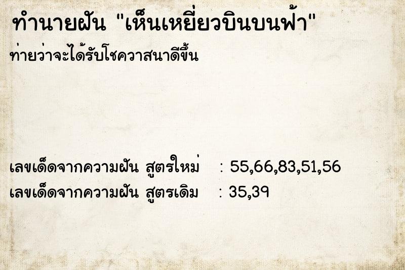 ทำนายฝันทำนายฝันเห็นเหยี่ยวบินบนฟ้า