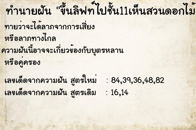 ทำนายฝันขึ้นลิฟท์ไปชั้น11เห็นสวนดอกไม้ ทำนายฝันทำนายฝันขึ้นลิฟท์ไปชั้น11เห็นสวนดอกไม้