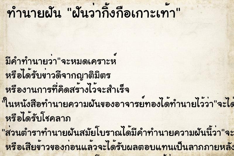 ทำนายฝัน ฝันว่ากิ้งกือเกาะเท้า ทำนายฝัน ฝันว่ากิ้งกือเกาะเท้า