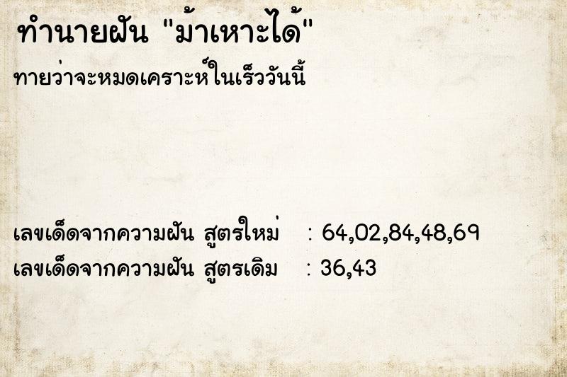 ทำนายฝัน ม้าเหาะได้ ทำนายฝัน ม้าเหาะได้