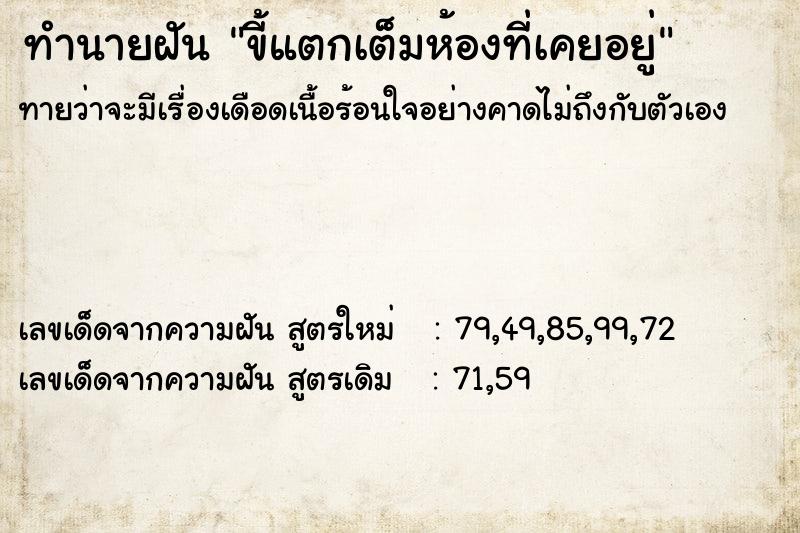 ทำนายฝันทำนายฝันขี้แตกเต็มห้องที่เคยอยู่