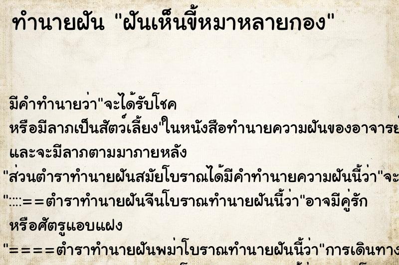 ทำนายฝัน ฝันเห็นขี้หมาหลายกอง ทำนายฝัน ฝันเห็นขี้หมาหลายกอง