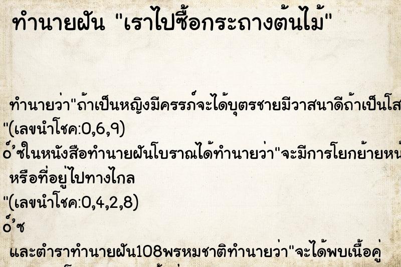 ทำนายฝัน เราไปซื้อกระถางต้นไม้