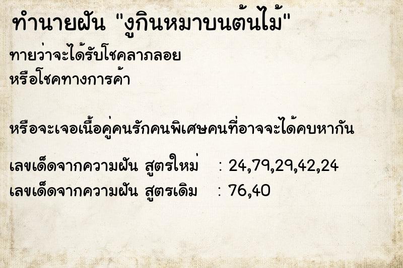 ทำนายฝันงูกินหมาบนต้นไม้ ทำนายฝันทำนายฝันงูกินหมาบนต้นไม้