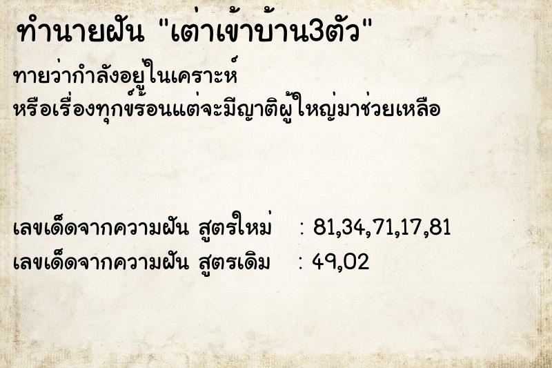 ทำนายฝันทำนายฝันเต่าเข้าบ้าน3ตัว