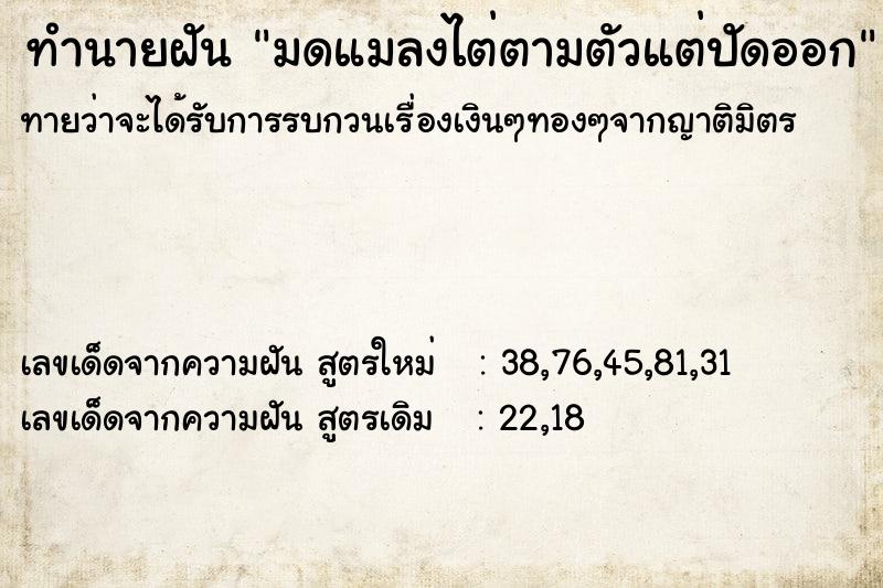 ทำนายฝันมดแมลงไต่ตามตัวแต่ปัดออก ทำนายฝันทำนายฝันมดแมลงไต่ตามตัวแต่ปัดออก