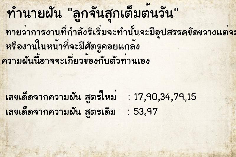 ทำนายฝันทำนายฝันลูกจันสุกเต็มต้นวัน