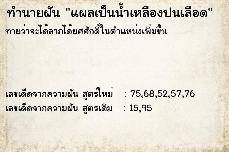 ทำนายฝันทำนายฝันแผลเป็นน้ำเหลืองปนเลือด