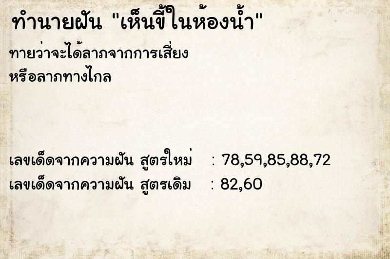 ทำนายฝัน เห็นขี้ในห้องน้ำ ทำนายฝัน เห็นขี้ในห้องน้ำ