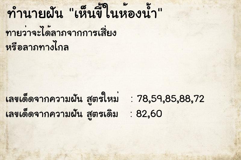 ทำนายฝัน เห็นขี้ในห้องน้ำ ตำราโบราณ แม่นที่สุดในโลก