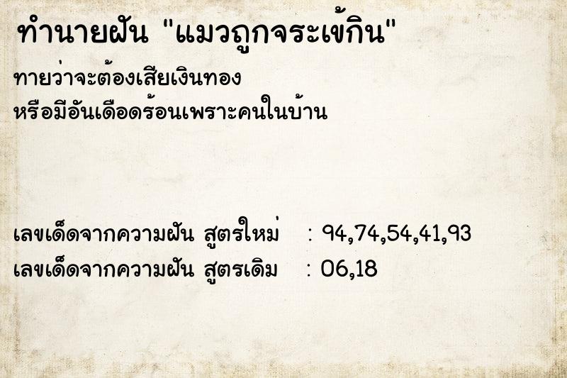 ทำนายฝันแมวถูกจระเข้กิน ทำนายฝันทำนายฝันแมวถูกจระเข้กิน