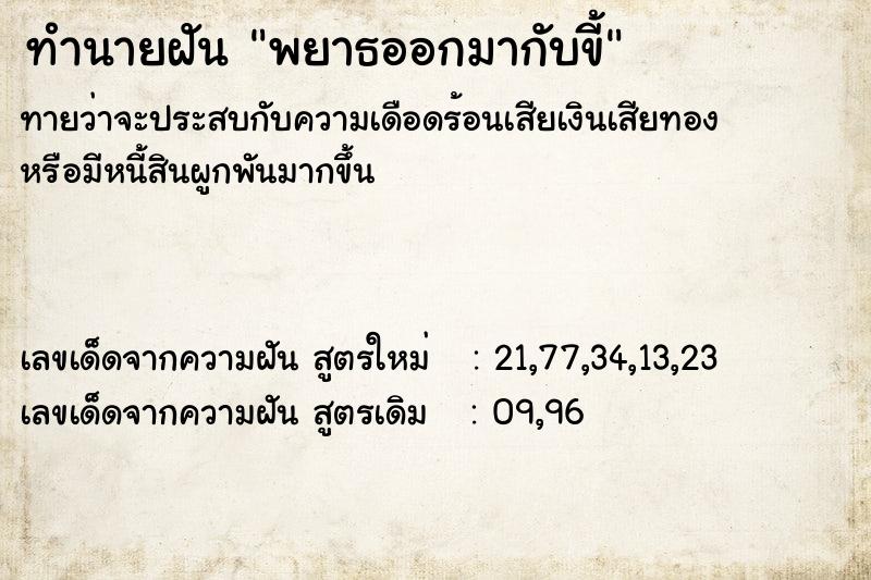 ทำนายฝันทำนายฝันพยาธออกมากับขี้