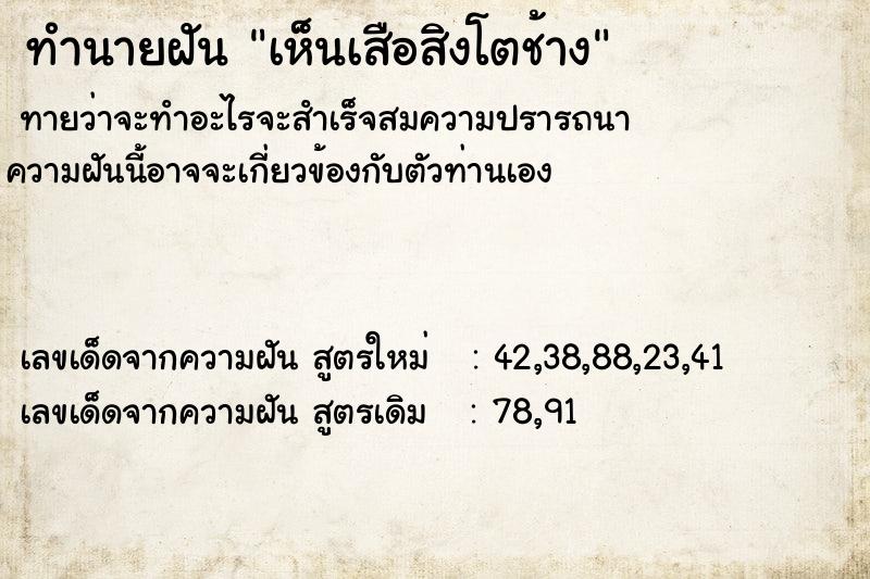 ทำนายฝันเห็นเสือสิงโตช้าง ทำนายฝันทำนายฝันเห็นเสือสิงโตช้าง