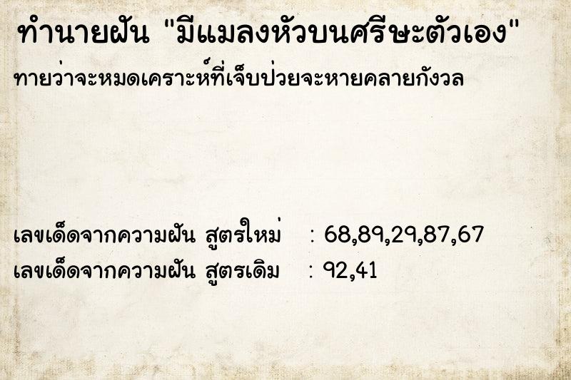 ทำนายฝัน มีแมลงหัวบนศรีษะตัวเอง ทำนายฝัน มีแมลงหัวบนศรีษะตัวเอง