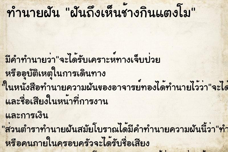 ทำนายฝัน ฝันถึงเห็นช้างกินแตงโม ทำนายฝัน ฝันถึงเห็นช้างกินแตงโม