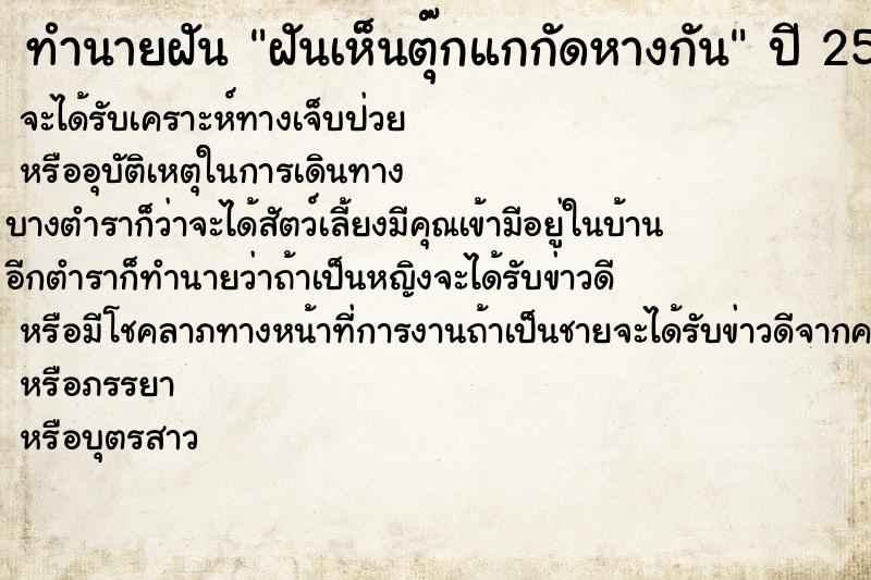 ทำนายฝันทำนายฝันฝันเห็นตุ๊กแกกัดหางกัน