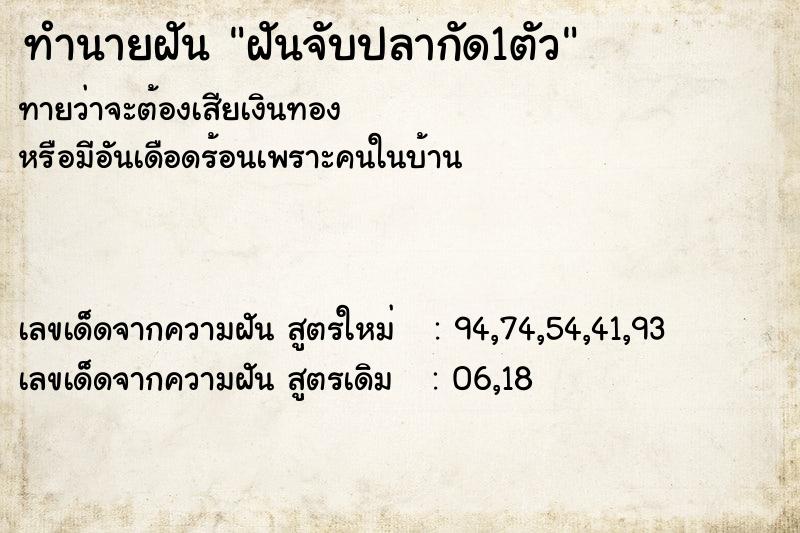 ทำนายฝัน ฝันจับปลากัด1ตัว