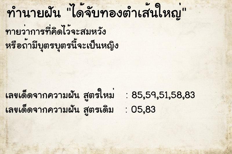 ทำนายฝันทำนายฝันได้จับทองตำเส้นใหญ่