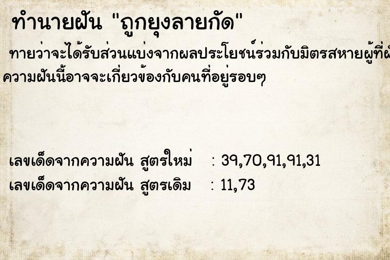 ทำนายฝัน ถูกยุงลายกัด ทำนายฝัน ถูกยุงลายกัด