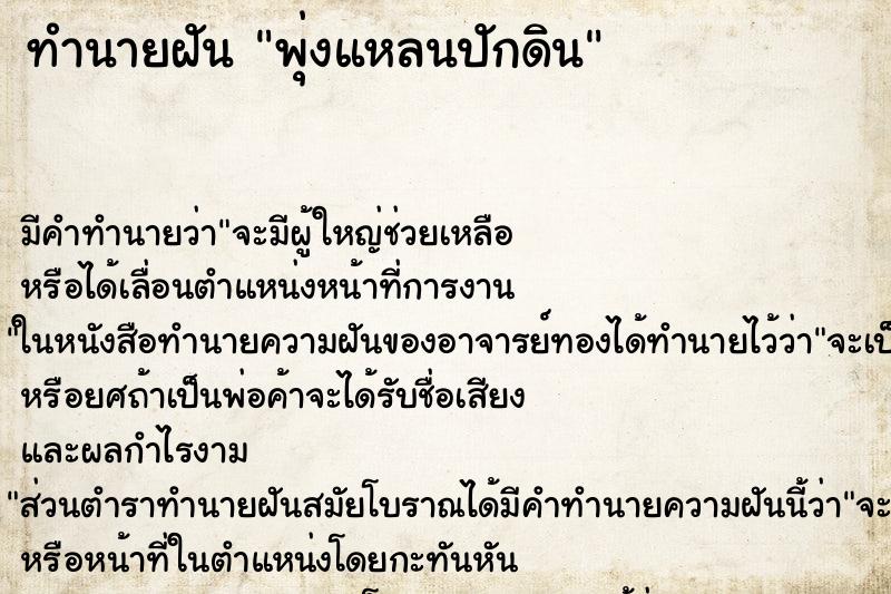 ทำนายฝัน พุ่งแหลนปักดิน ทำนายฝัน พุ่งแหลนปักดิน