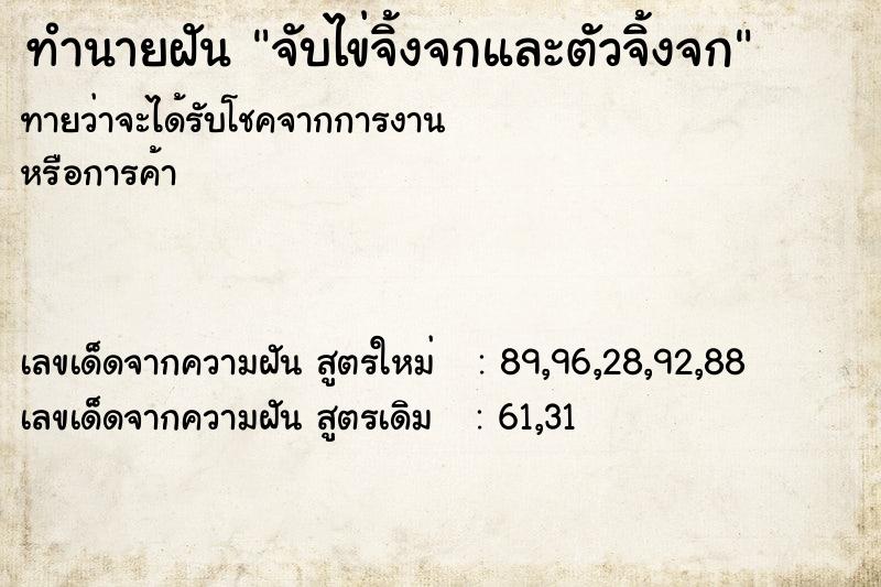 ทำนายฝันทำนายฝันจับไข่จิ้งจกและตัวจิ้งจก