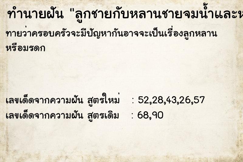 ทำนายฝันลูกชายกับหลานชายจมน้ำและหาไม่เจอ ทำนายฝันทำนายฝันลูกชายกับหลานชายจมน้ำและหาไม่เจอ