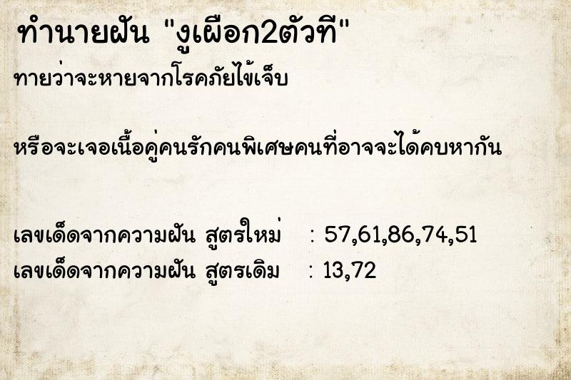 ทำนายฝัน งูเผือก2ตัวที ทำนายฝัน งูเผือก2ตัวที