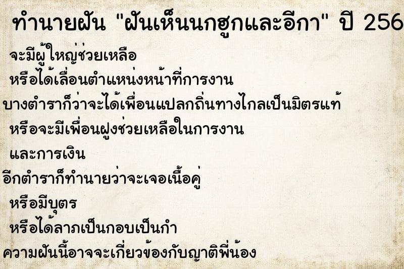 ทำนายฝันทำนายฝันฝันเห็นนกฮูกและอีกา