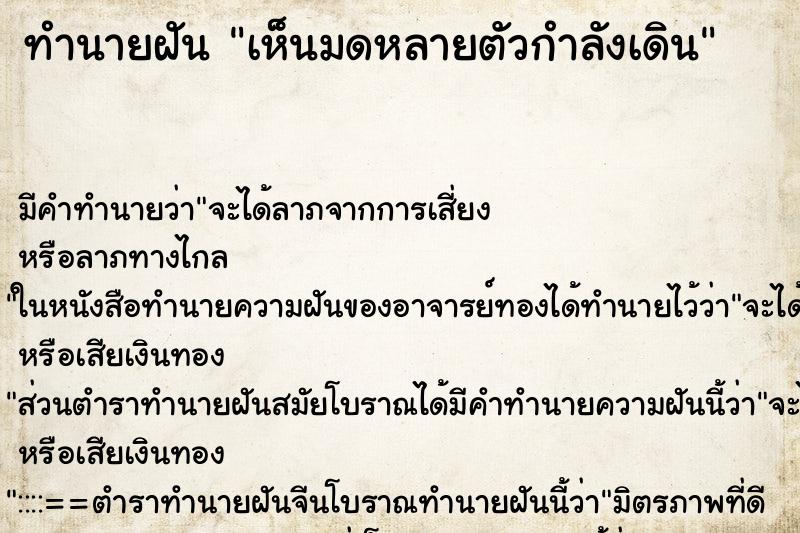 ทำนายฝัน เห็นมดหลายตัวกำลังเดิน ทำนายฝัน เห็นมดหลายตัวกำลังเดิน