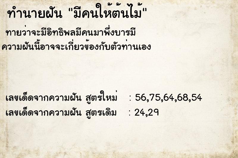ทำนายฝันทำนายฝันมีคนให้ต้นไม้