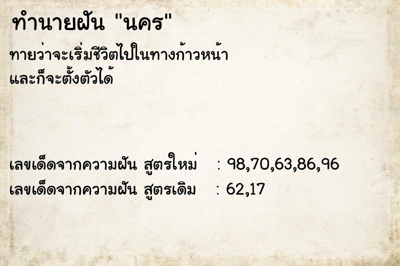 ทำนายฝันนคร ทำนายฝันทำนายฝันนคร
