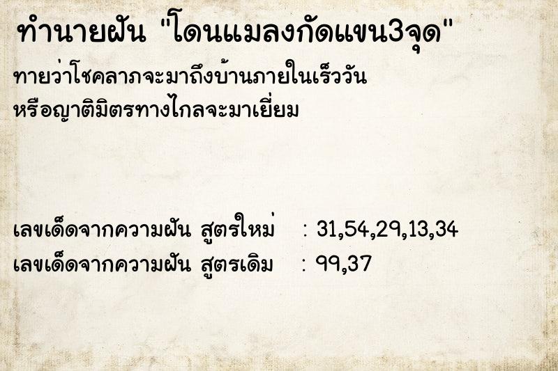 ทำนายฝันทำนายฝันโดนแมลงกัดแขน3จุด