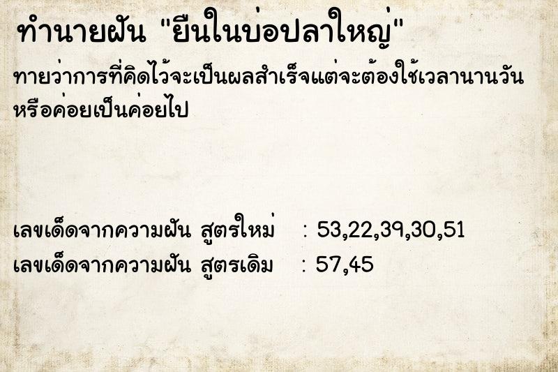 ทำนายฝันทำนายฝันยืนในบ่อปลาใหญ่