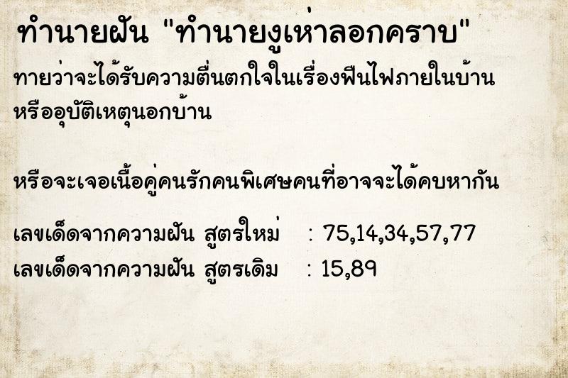 ทำนายฝันทำนายงูเห่าลอกคราบ ทำนายฝันทำนายฝันทำนายงูเห่าลอกคราบ