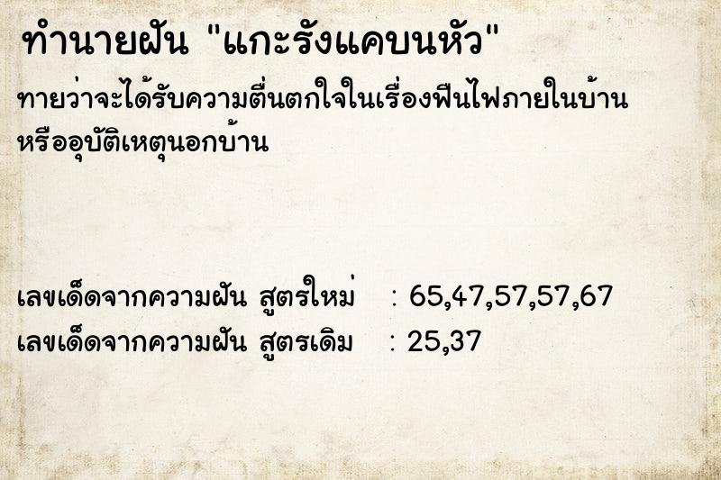 ทำนายฝันทำนายฝันแกะรังแคบนหัว