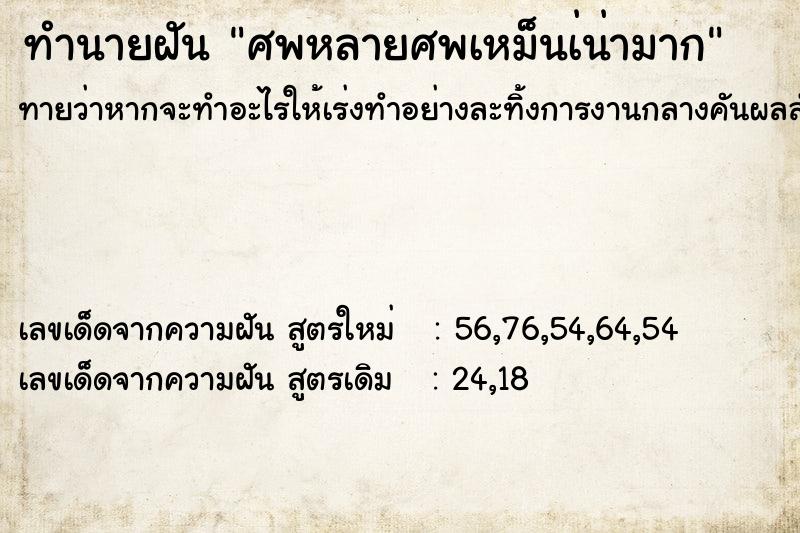 ทำนายฝันศพหลายศพเหม็นเ่น่ามาก ทำนายฝันทำนายฝันศพหลายศพเหม็นเ่น่ามาก