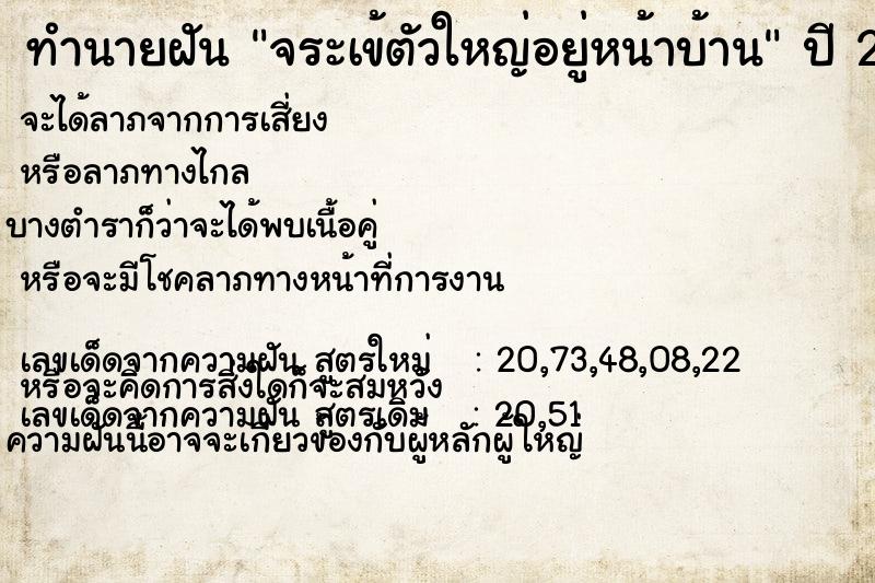 ทำนายฝันจระเข้ตัวใหญ่อยู่หน้าบ้าน ทำนายฝันทำนายฝันจระเข้ตัวใหญ่อยู่หน้าบ้าน
