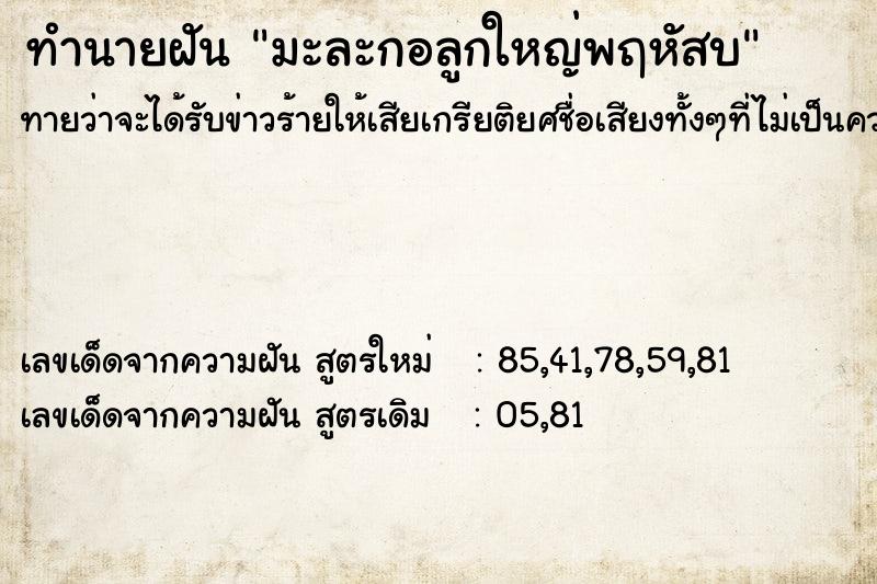 ทำนายฝันทำนายฝันมะละกอลูกใหญ่พฤหัสบ