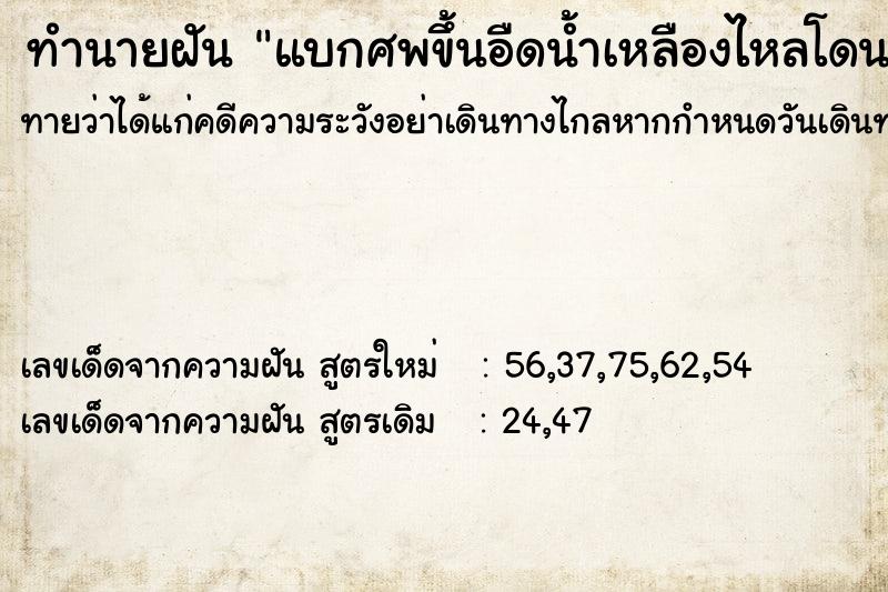 ทำนายฝันทำนายฝันแบกศพขึ้นอืดน้ำเหลืองไหลโดนหน้า
