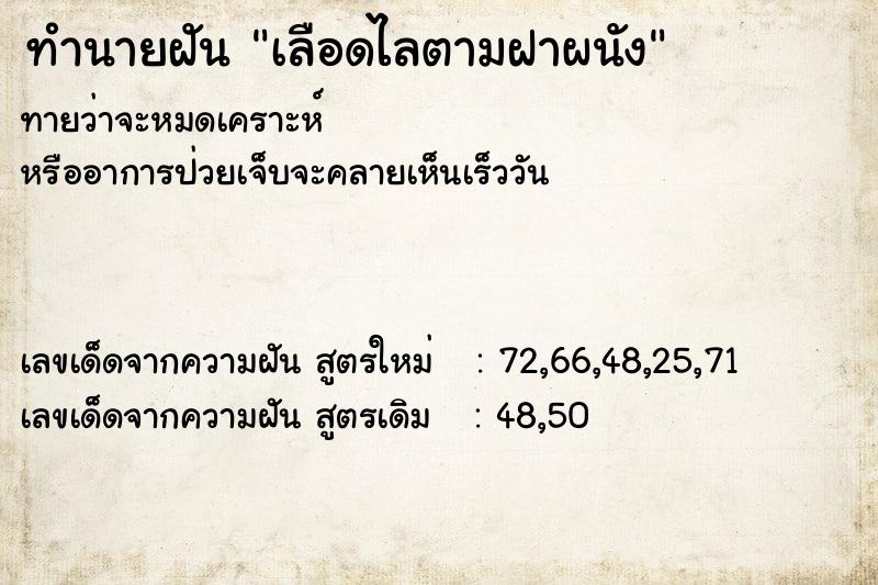 ทำนายฝันเลือดไลตามฝาผนัง ทำนายฝันทำนายฝันเลือดไลตามฝาผนัง